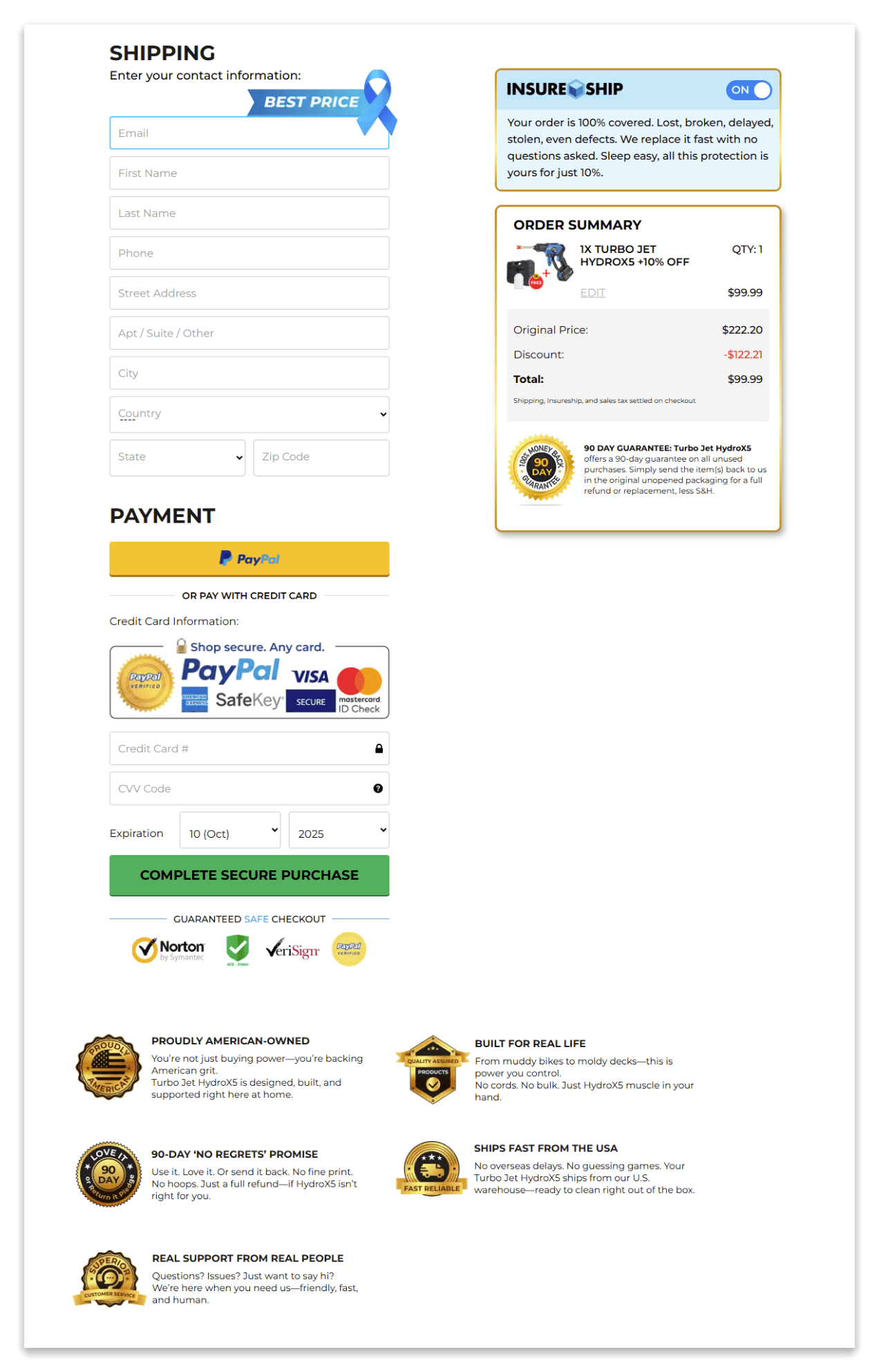 hydrox5 checkout page
